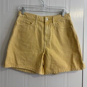 wild fable Yellow High-Rise Cotton Bermuda Shorts